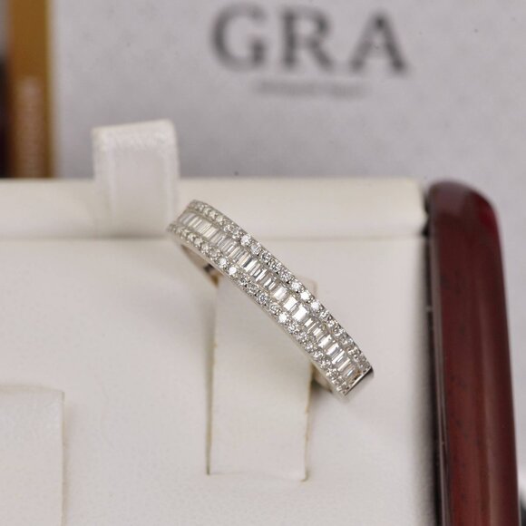 Jewelry - Certified Moissanite Diamond  Baguette Cut Half Eternity Wedding Band Ring
